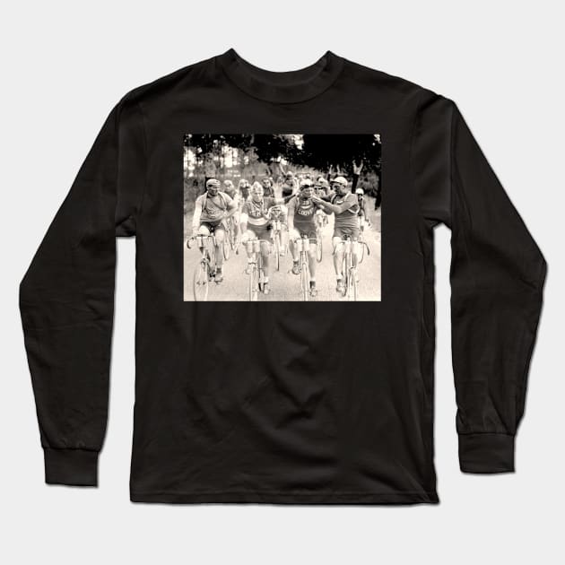 Tour De France Vintage Bicycle Racing Photo Print Long Sleeve T-Shirt by posterbobs